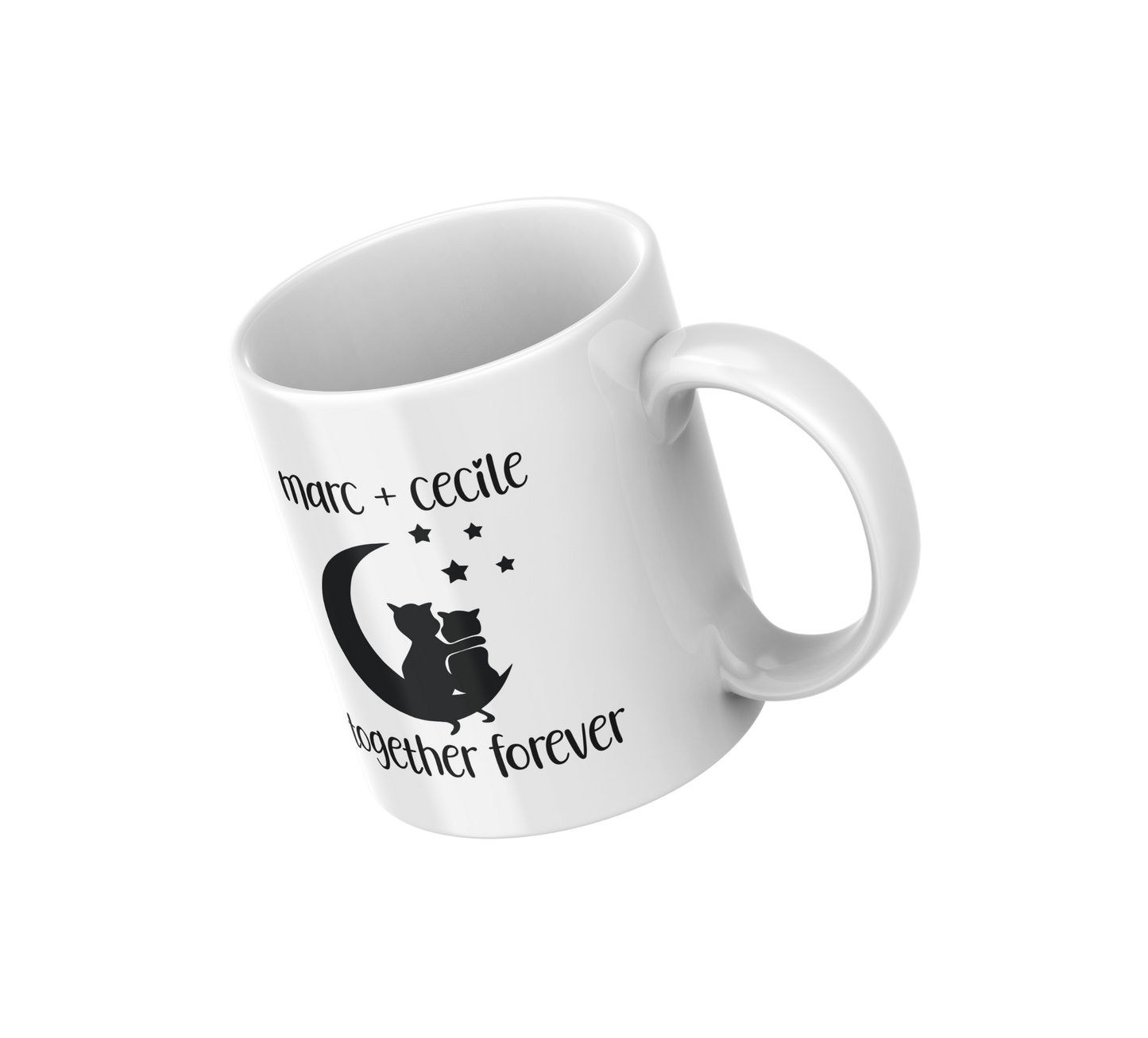 Cats On The Moon (Together Forever) Ceramic Mug, Personalizable