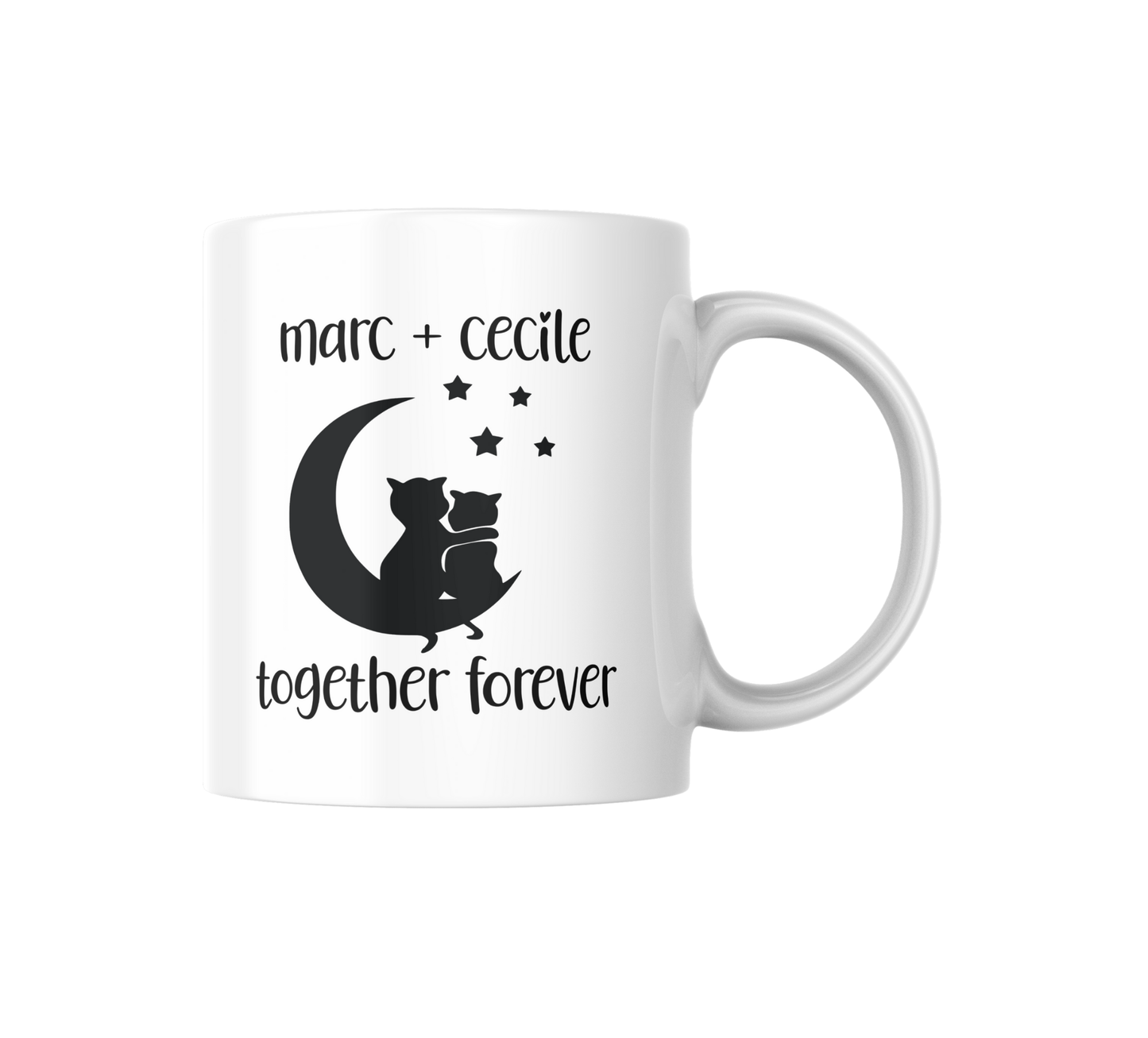 Cats On The Moon (Together Forever) Ceramic Mug, Personalizable
