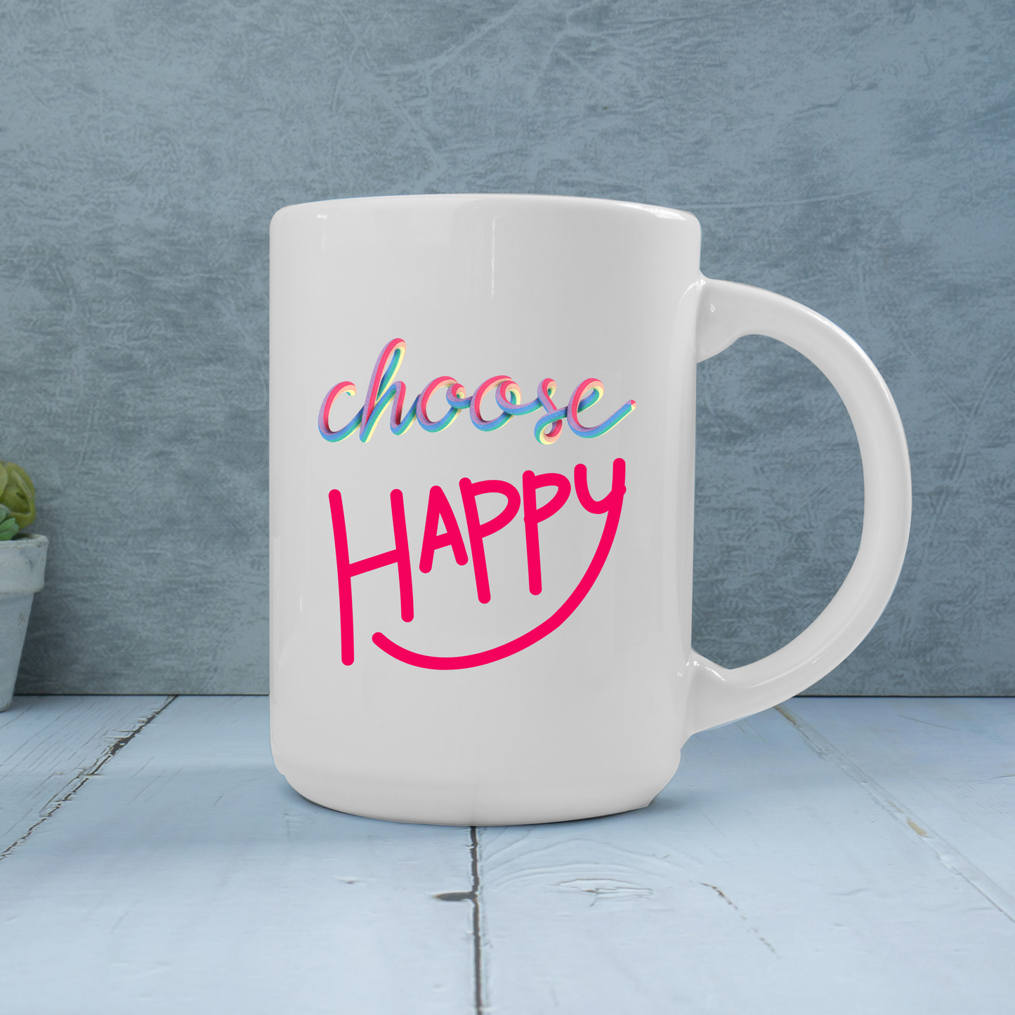 Choose Happy Mug – Bright Motivational Coffee Cup for Positivity & Joy 🌈
