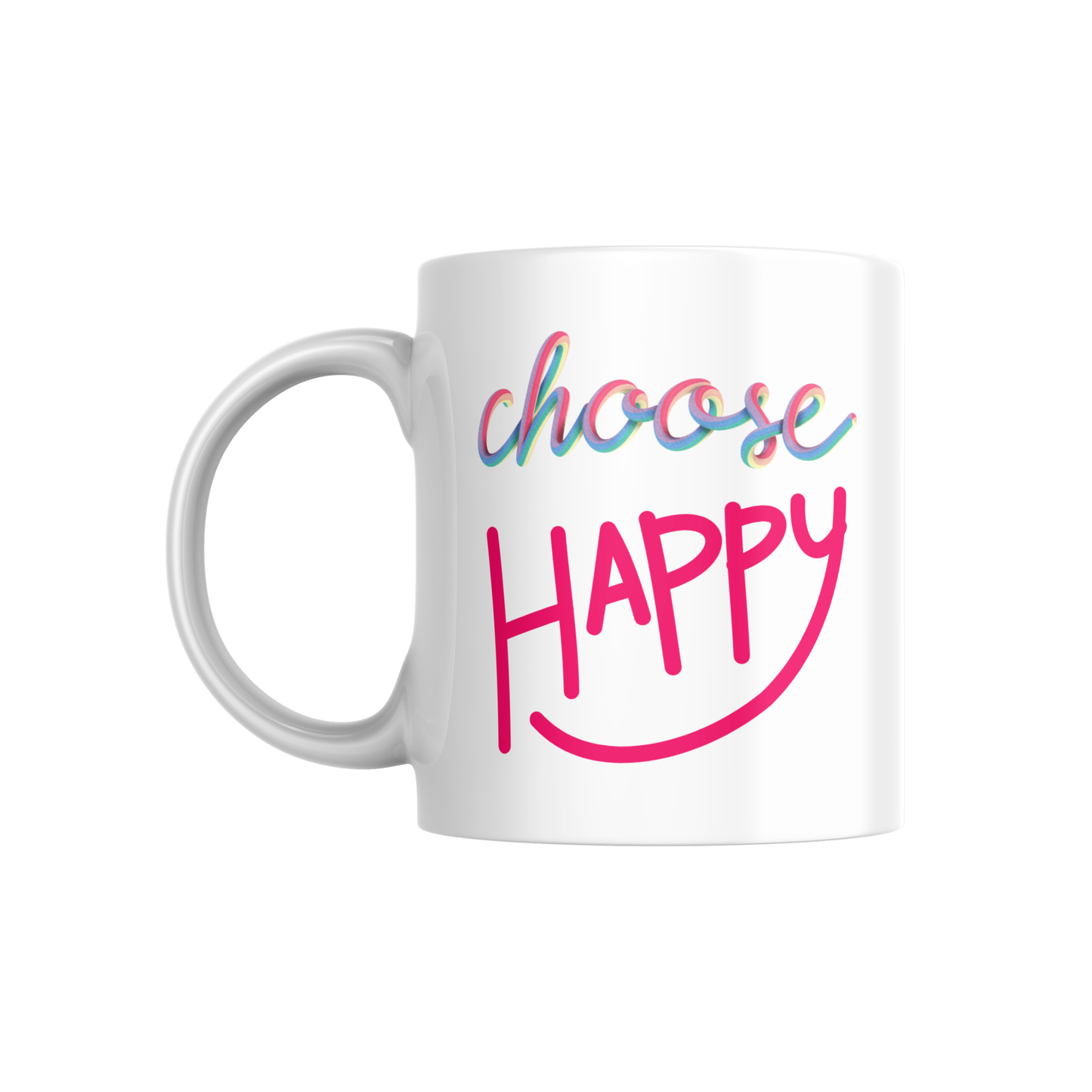 Choose Happy Mug – Bright Motivational Coffee Cup for Positivity & Joy 🌈