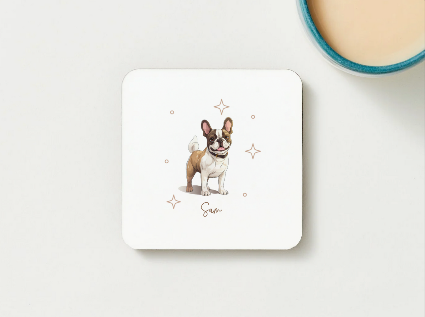Personalizable French Bulldog Coffee Mug, and/or Coaster: Custom Dog Lover Gift