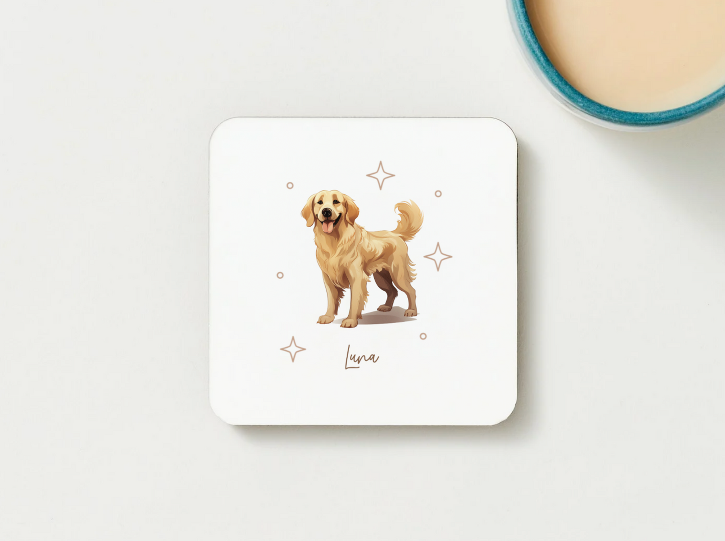 Personalizable Golden Retriever Coffee Mug, and/or Coaster: Custom Dog Lover Gift