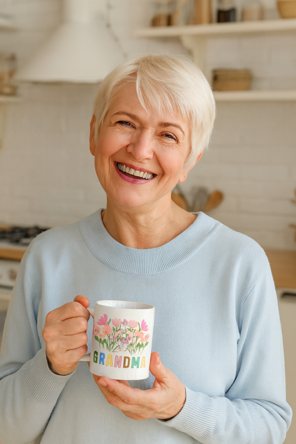Grandma With Flowers Ceramic Mug