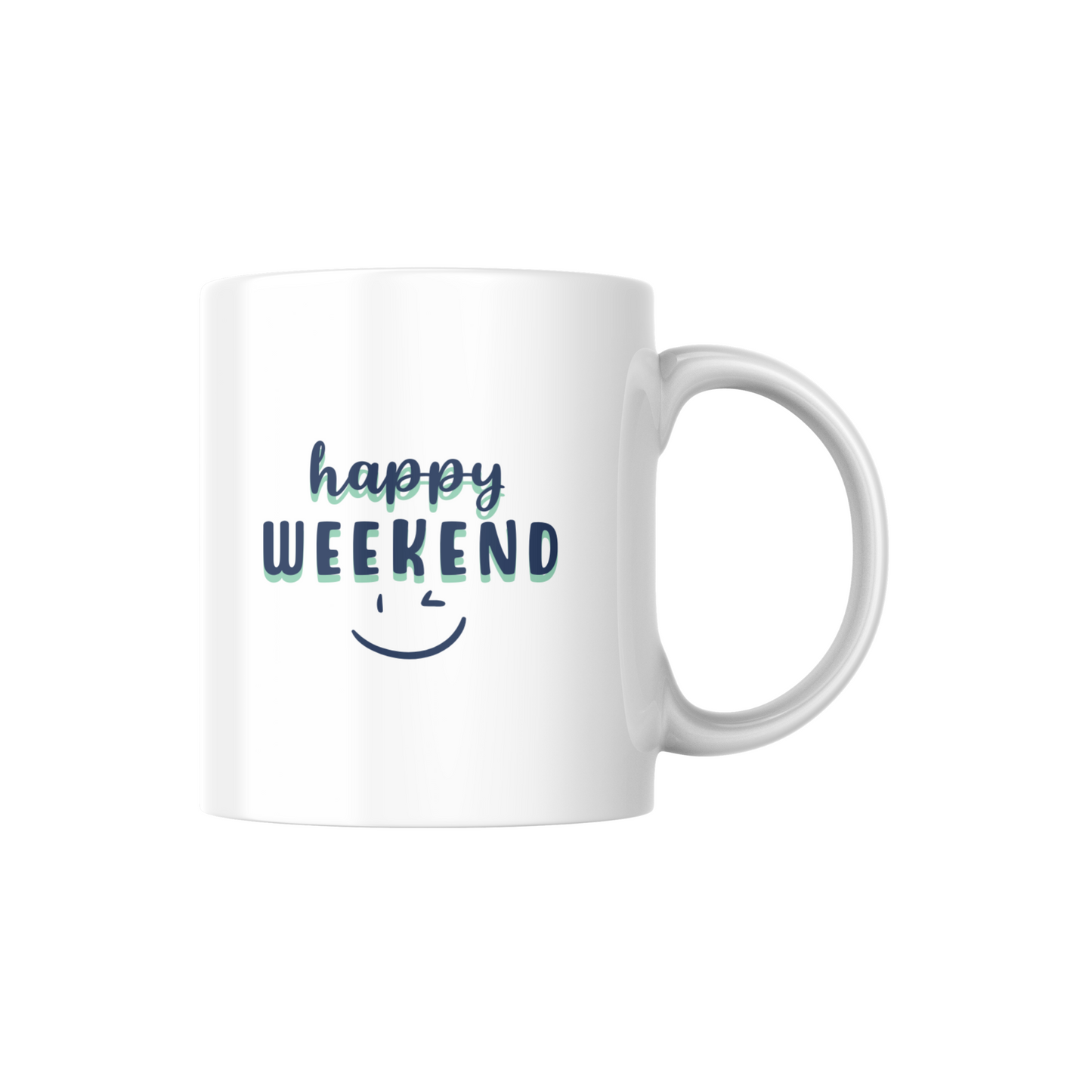 Happy Weekend Coffee Mug ☕ | Cheerful Smiley Design for Relaxing Vibes 🕶️