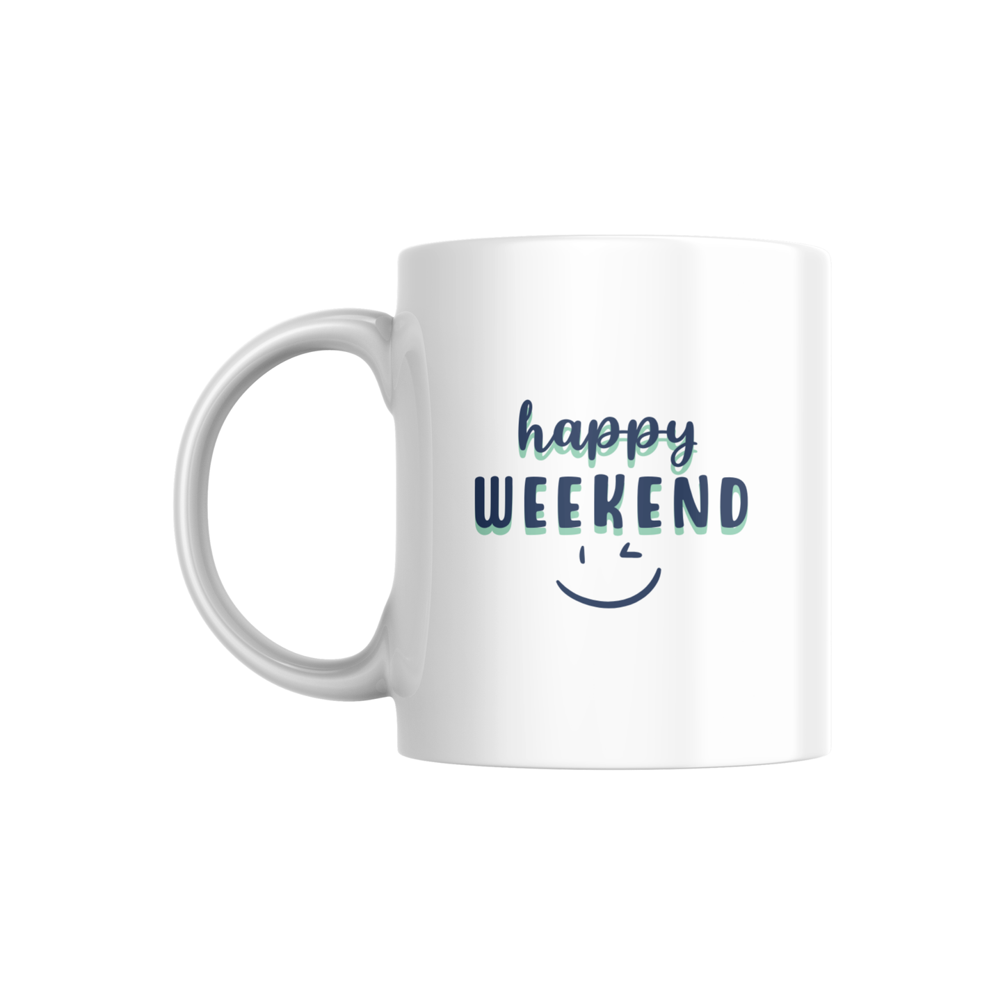 Happy Weekend Coffee Mug ☕ | Cheerful Smiley Design for Relaxing Vibes 🕶️