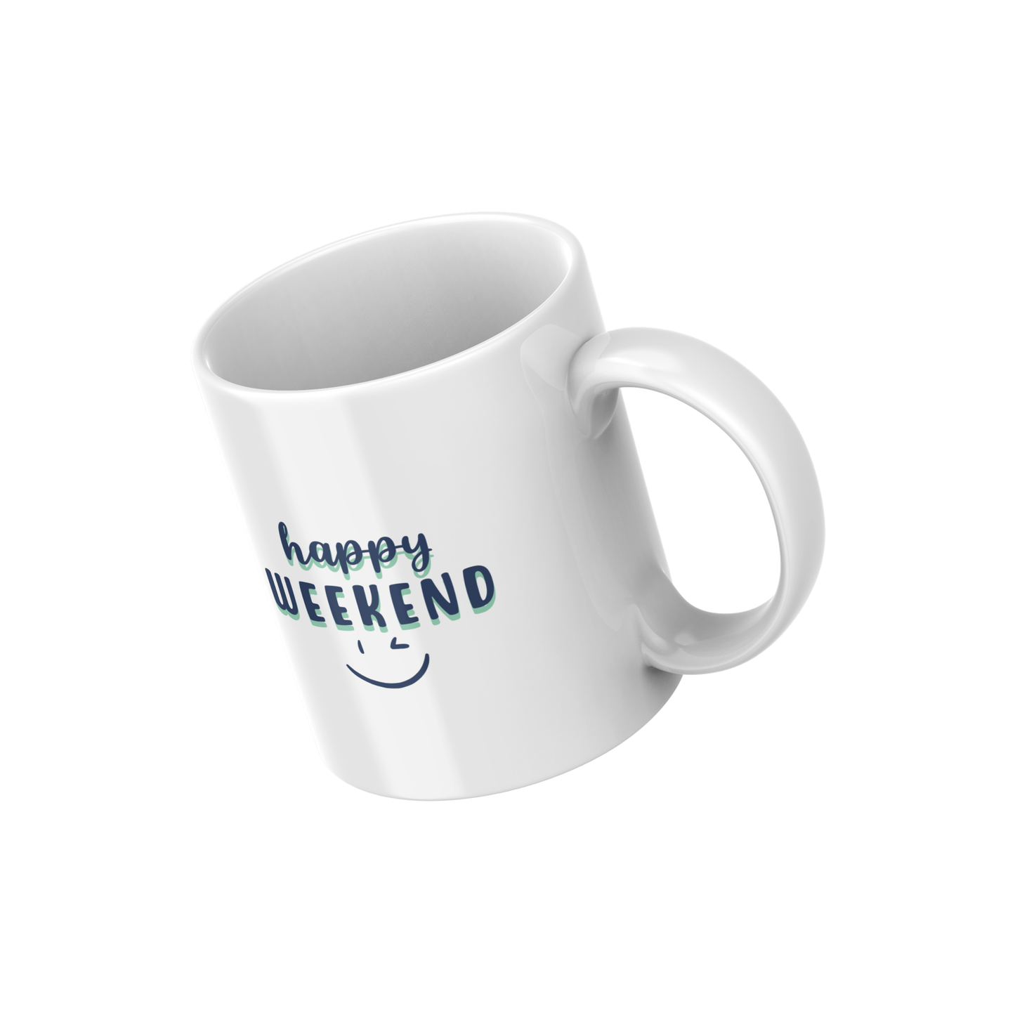 Happy Weekend Coffee Mug ☕ | Cheerful Smiley Design for Relaxing Vibes 🕶️