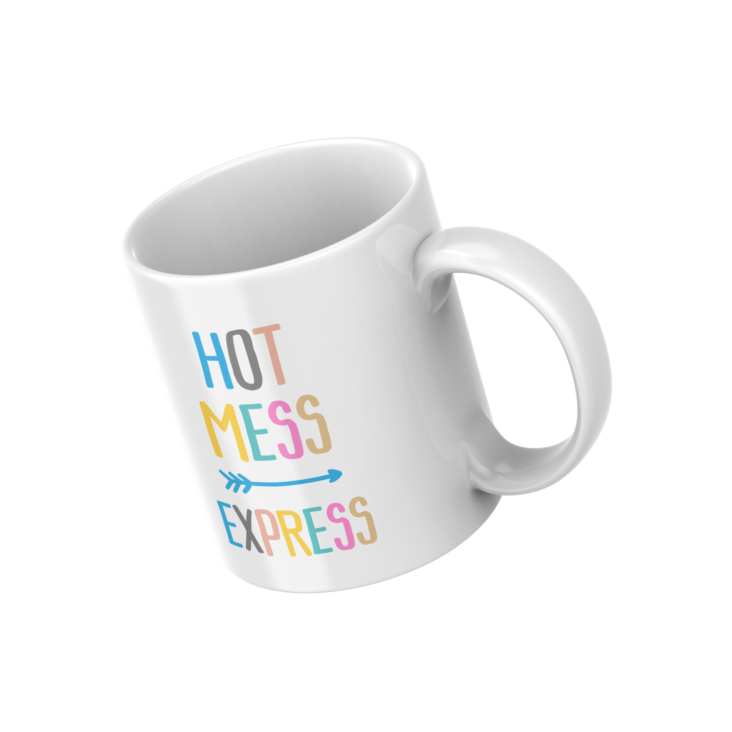 Hot Mess Express Mug – Funny Colorful Coffee Cup for Everyday Chaos 🚂