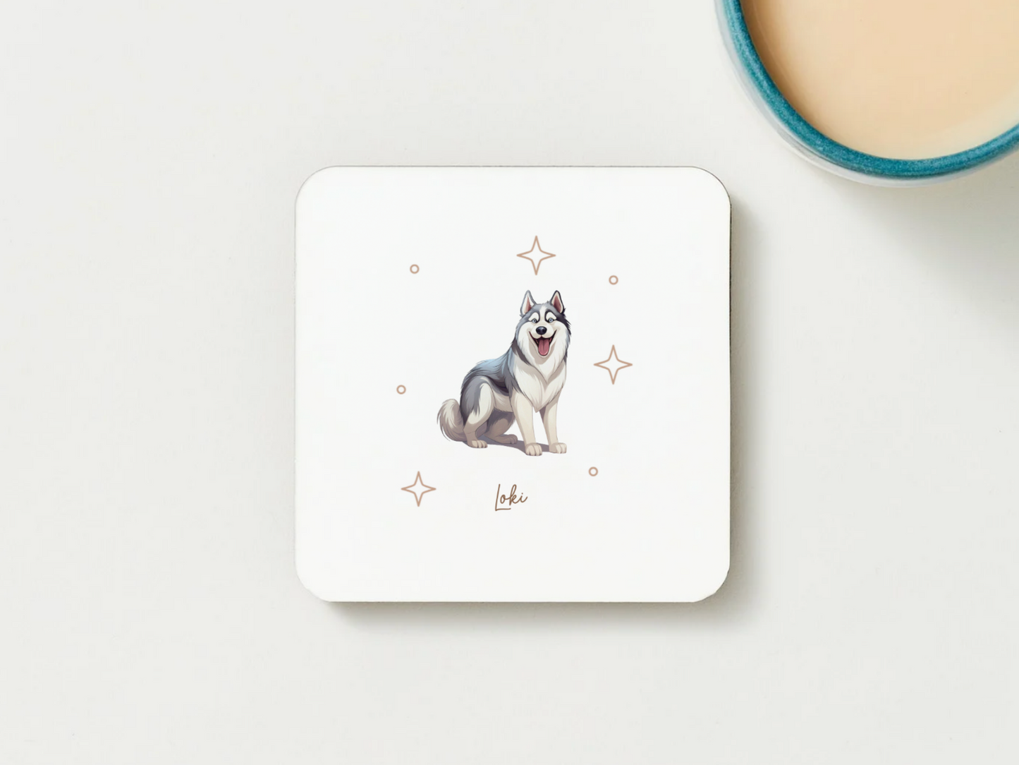 Personalizable Husky Coffee Mug, and/or Coaster: Custom Dog Lover Gift