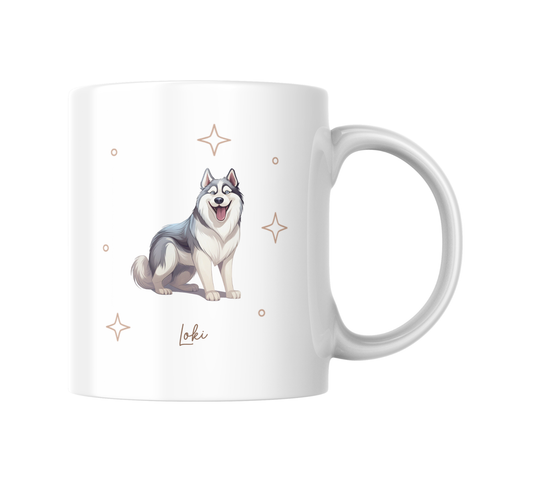 Personalizable Husky Coffee Mug, and/or Coaster: Custom Dog Lover Gift