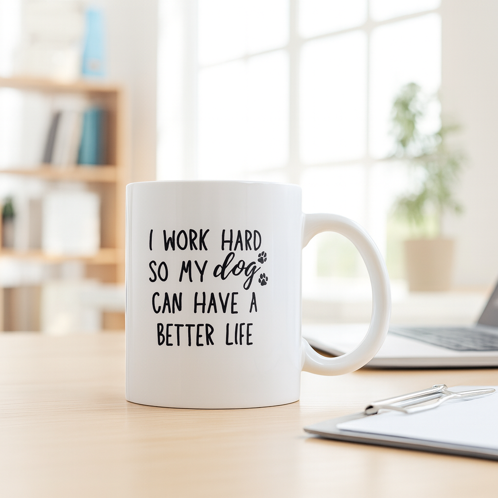 I Work Hard So My Dog Can Have a Better Life Mug – Funny Dog Lover Coffee Cup | Gift for Pet Parents 🐾