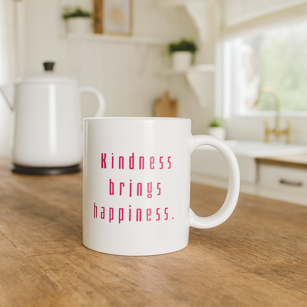 Kindness Brings Happiness Mug ☕ | Inspiring Quote Cup for Daily Positivity 💖