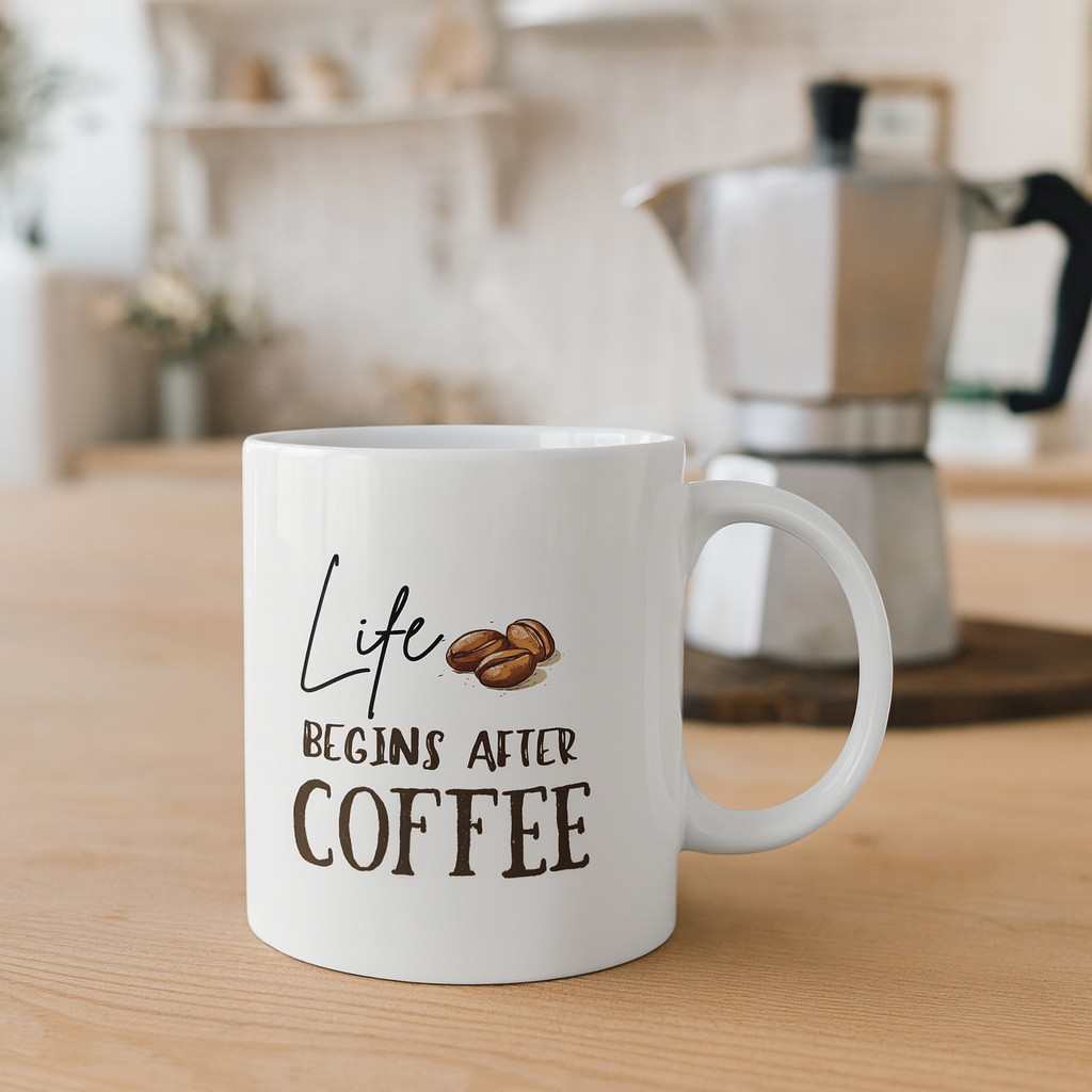 Life Begins After Coffee Mug – Funny Quote Coffee Lover Gift ☕
