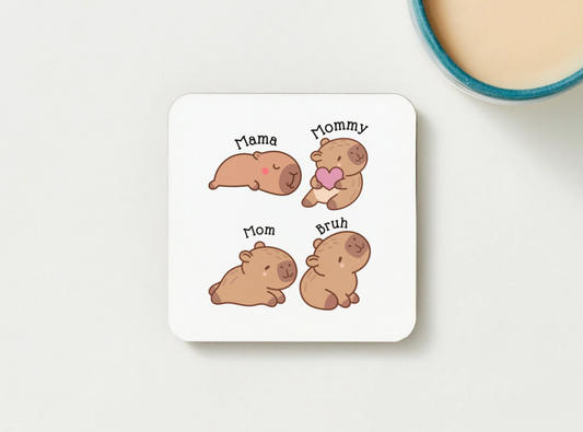 Cute "Mama to Bruh Meme" Capybara-Themed Coaster