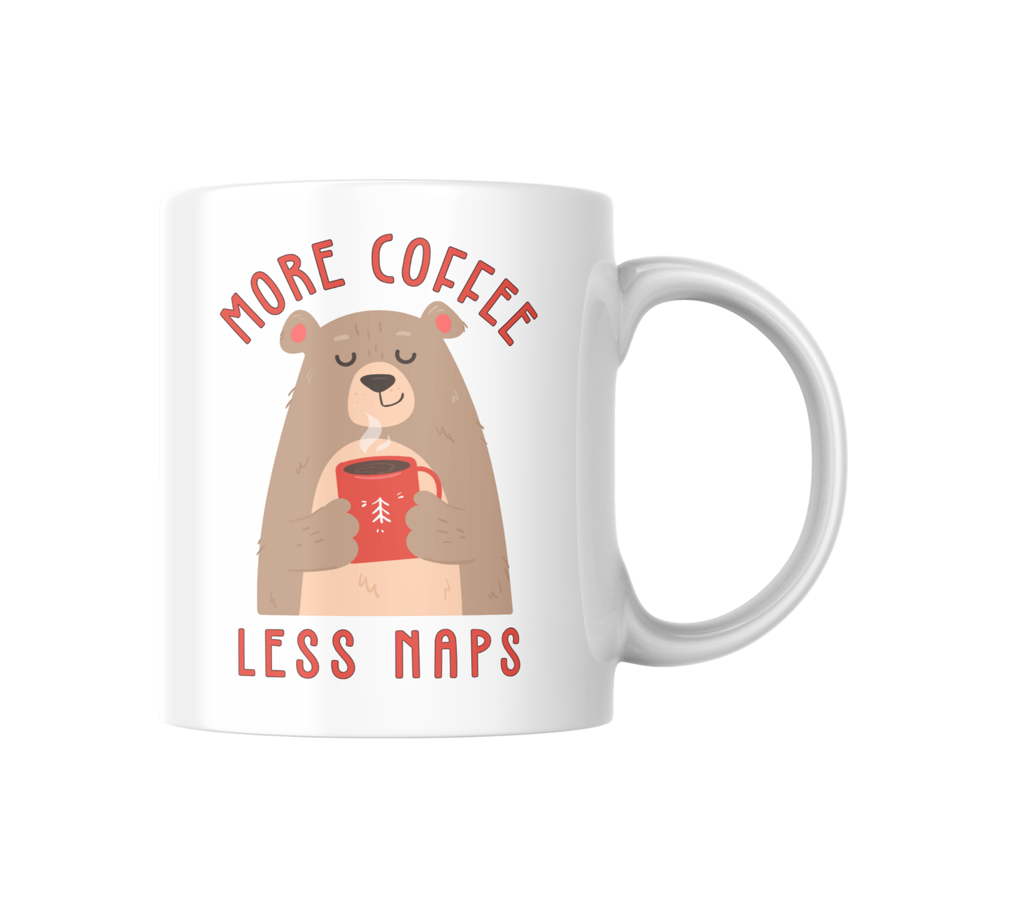 More Coffee Less Naps Bear-Themed Ceramic Mug