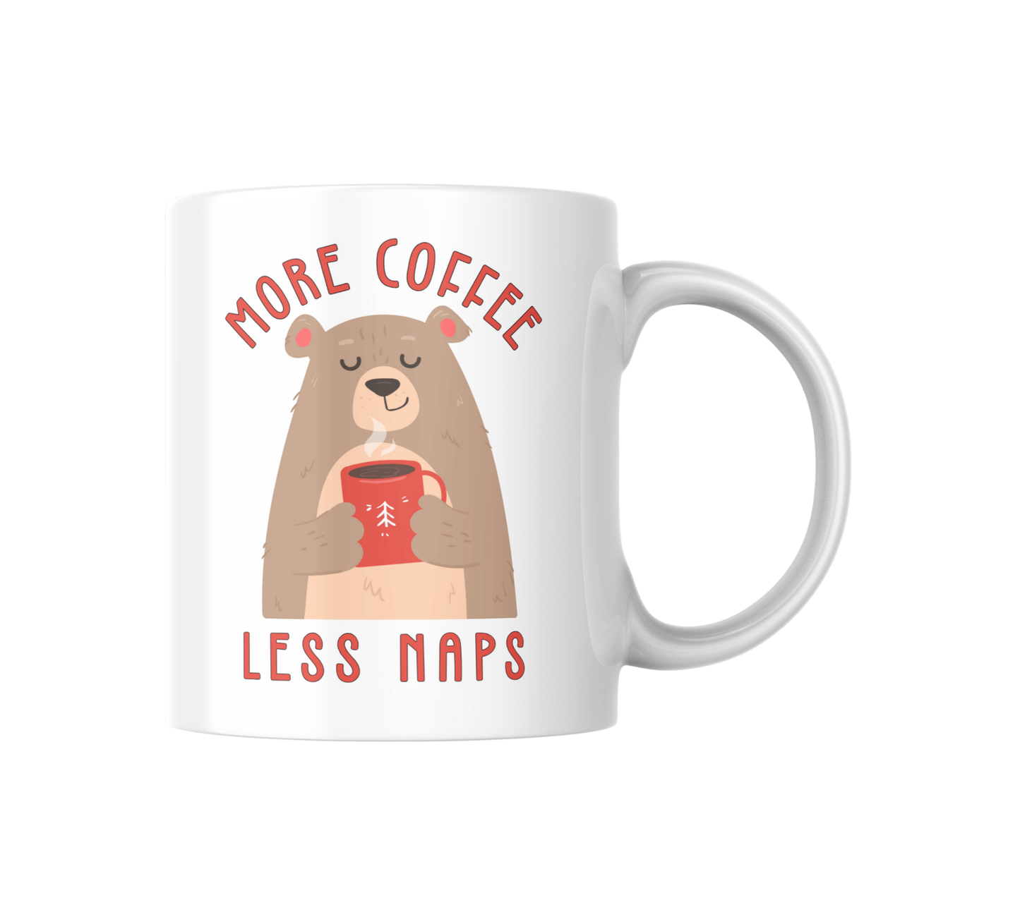 More Coffee Less Naps Bear-Themed Ceramic Mug
