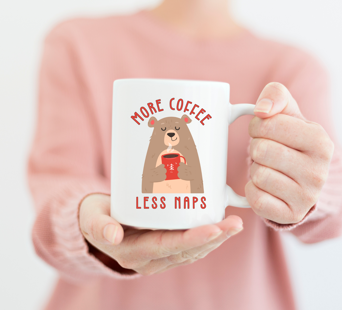 More Coffee Less Naps Bear-Themed Ceramic Mug