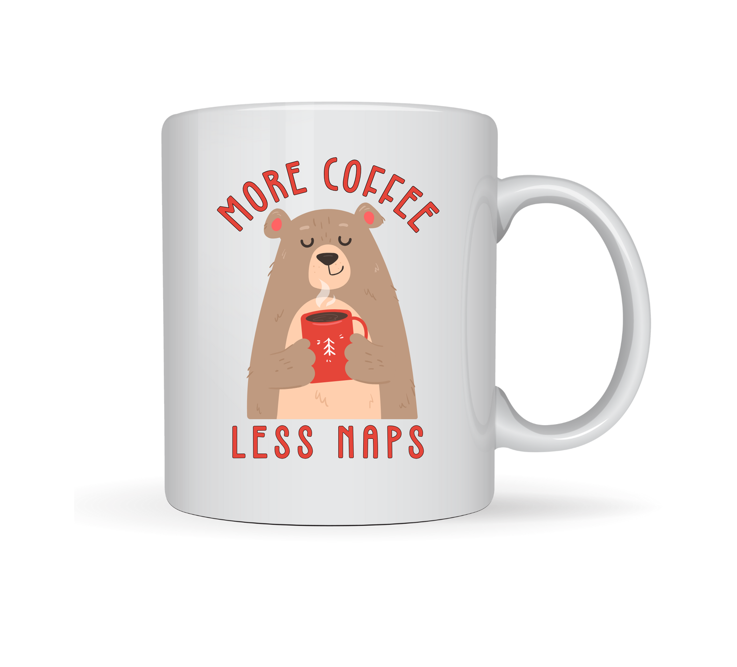 More Coffee Less Naps Bear-Themed Ceramic Mug