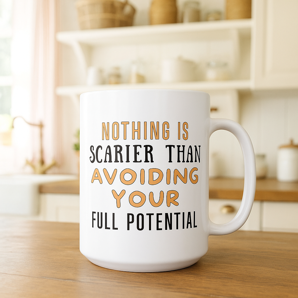 Nothing Is Scarier Than Avoiding Your Full Potential – Motivational Coffee Mug 💪