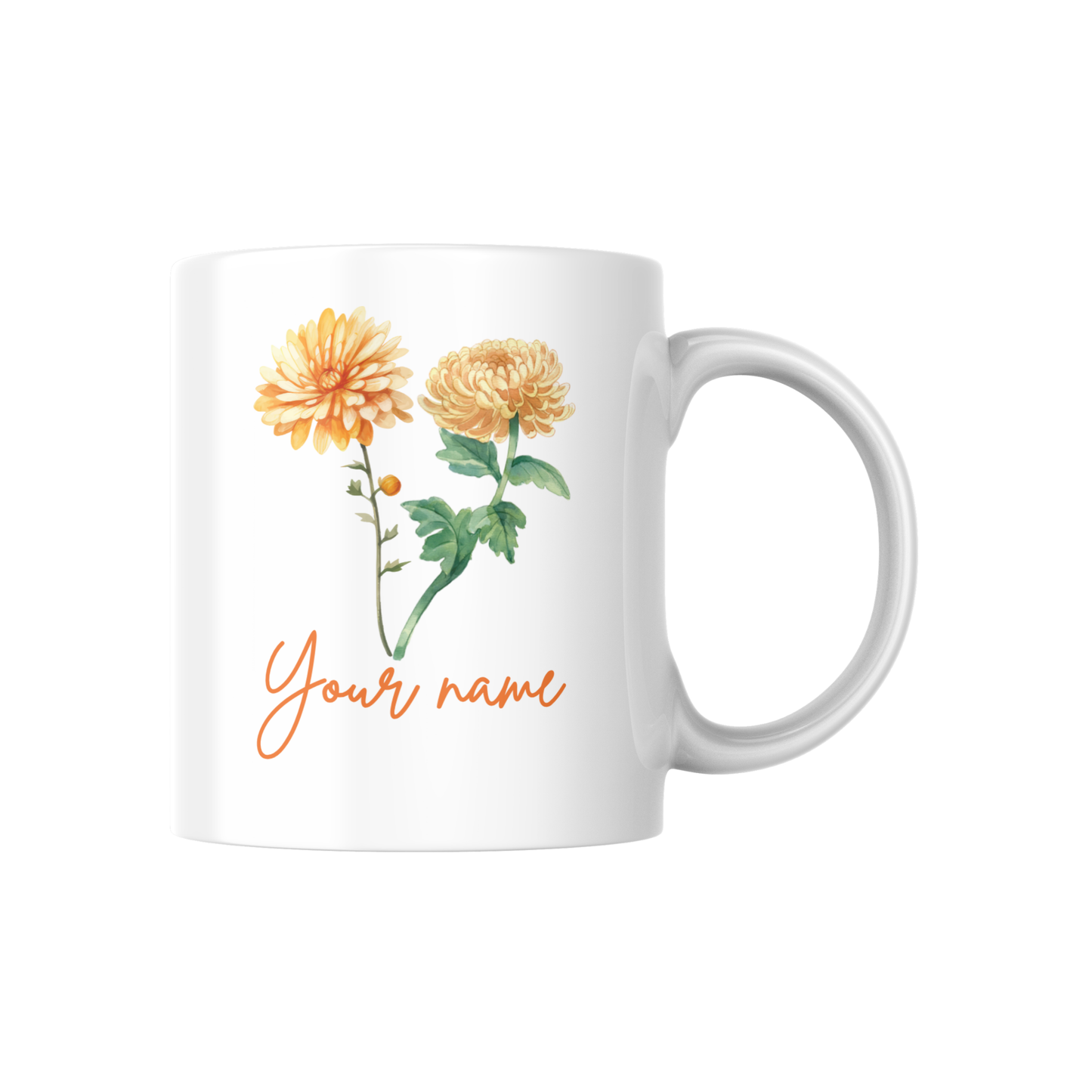 Personalized Birth Flower Name Mug – Custom Floral Coffee Cup with Floral Design 🌸