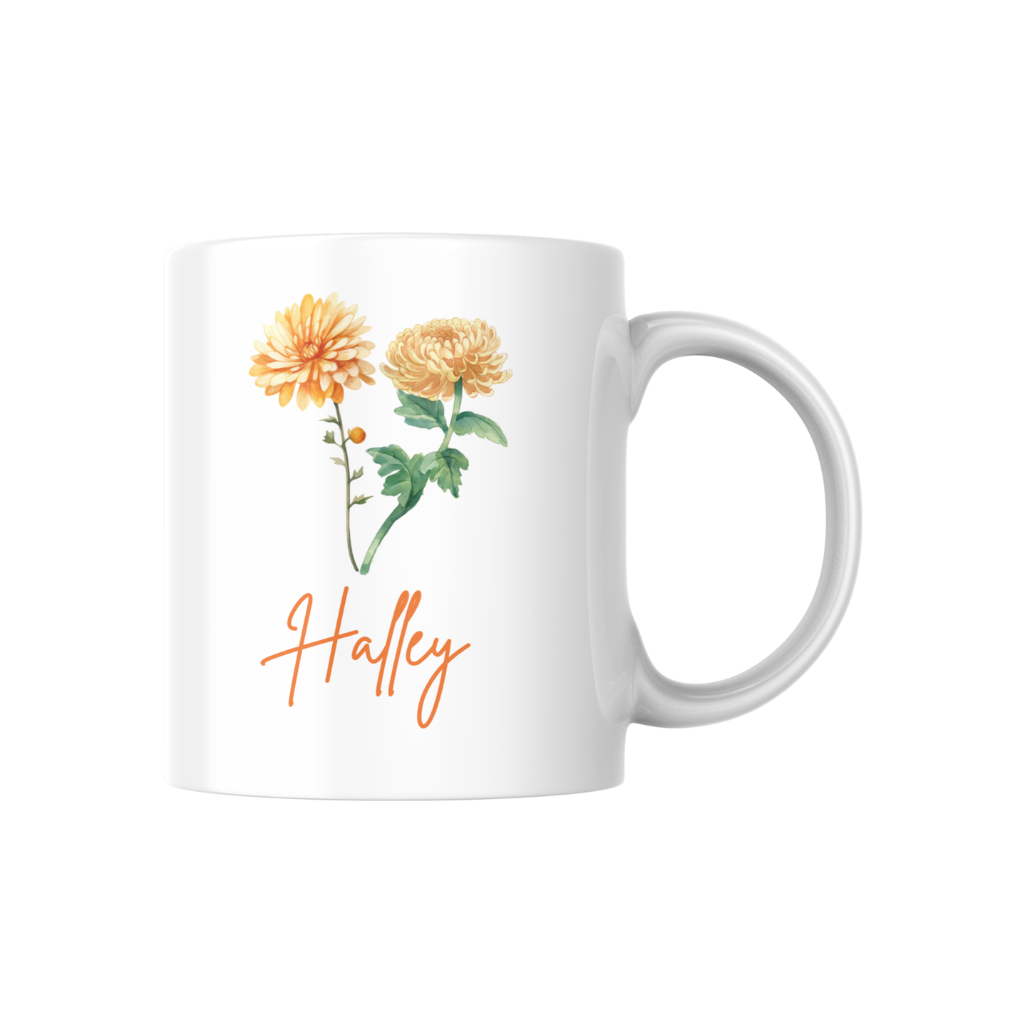 Personalized Birth Flower Name Mug – Custom Floral Coffee Cup with Floral Design 🌸
