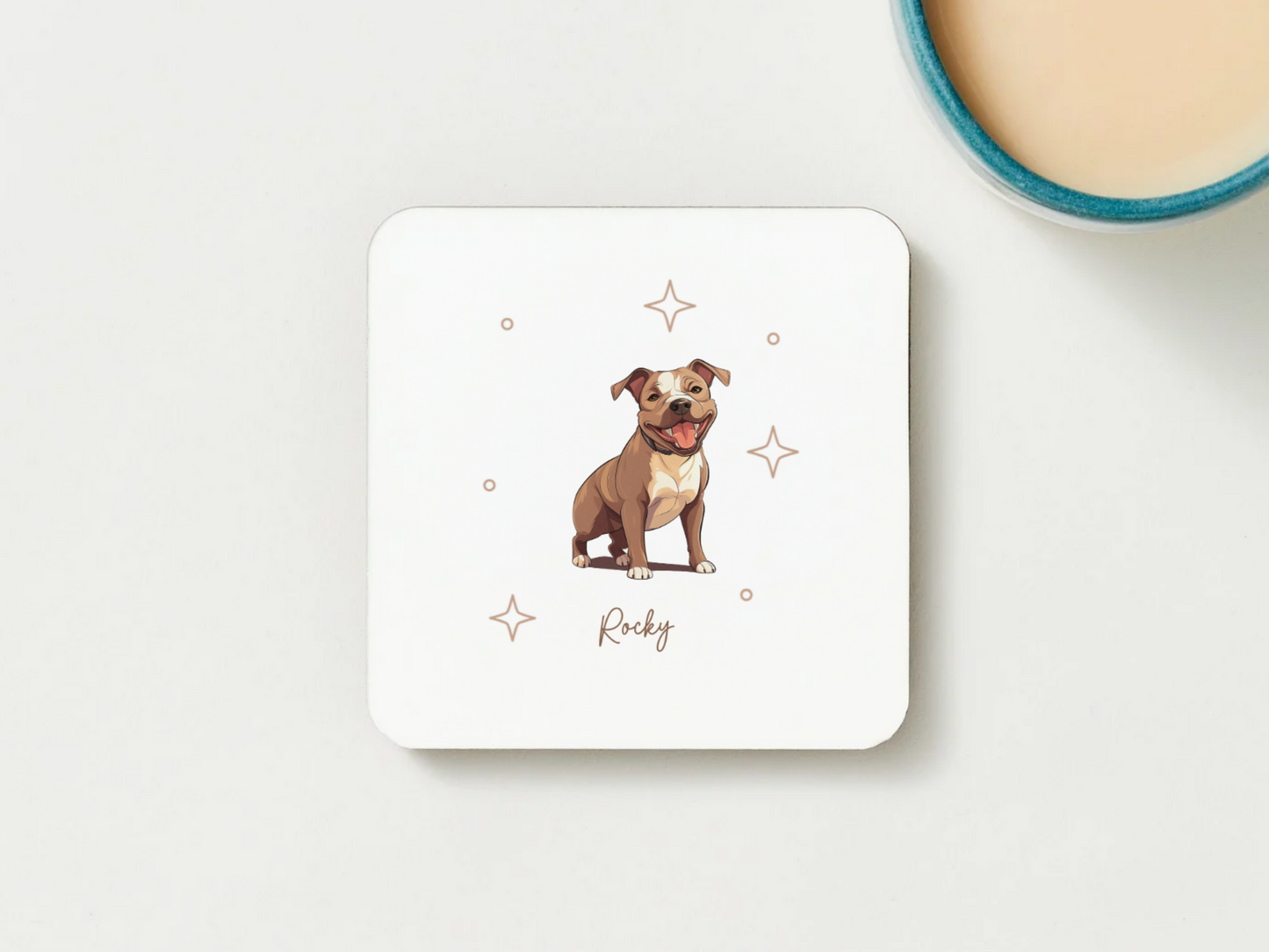 Personalizable Pitbull Coffee Mug, and/or Coaster: Custom Dog Lover Gift