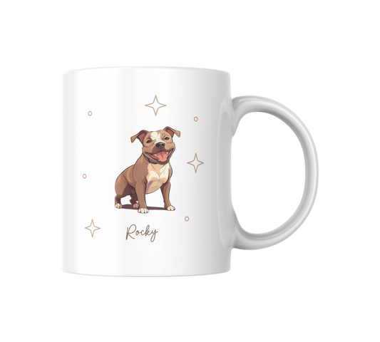 Personalizable Pitbull Coffee Mug, and/or Coaster: Custom Dog Lover Gift
