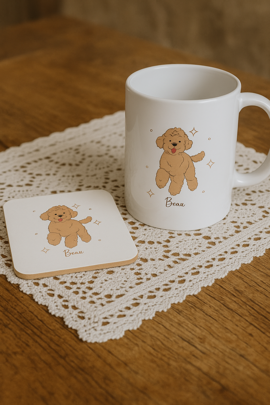 Personalizable Poodle Coffee Mug, and/or Coaster: Custom Dog Lover Gift
