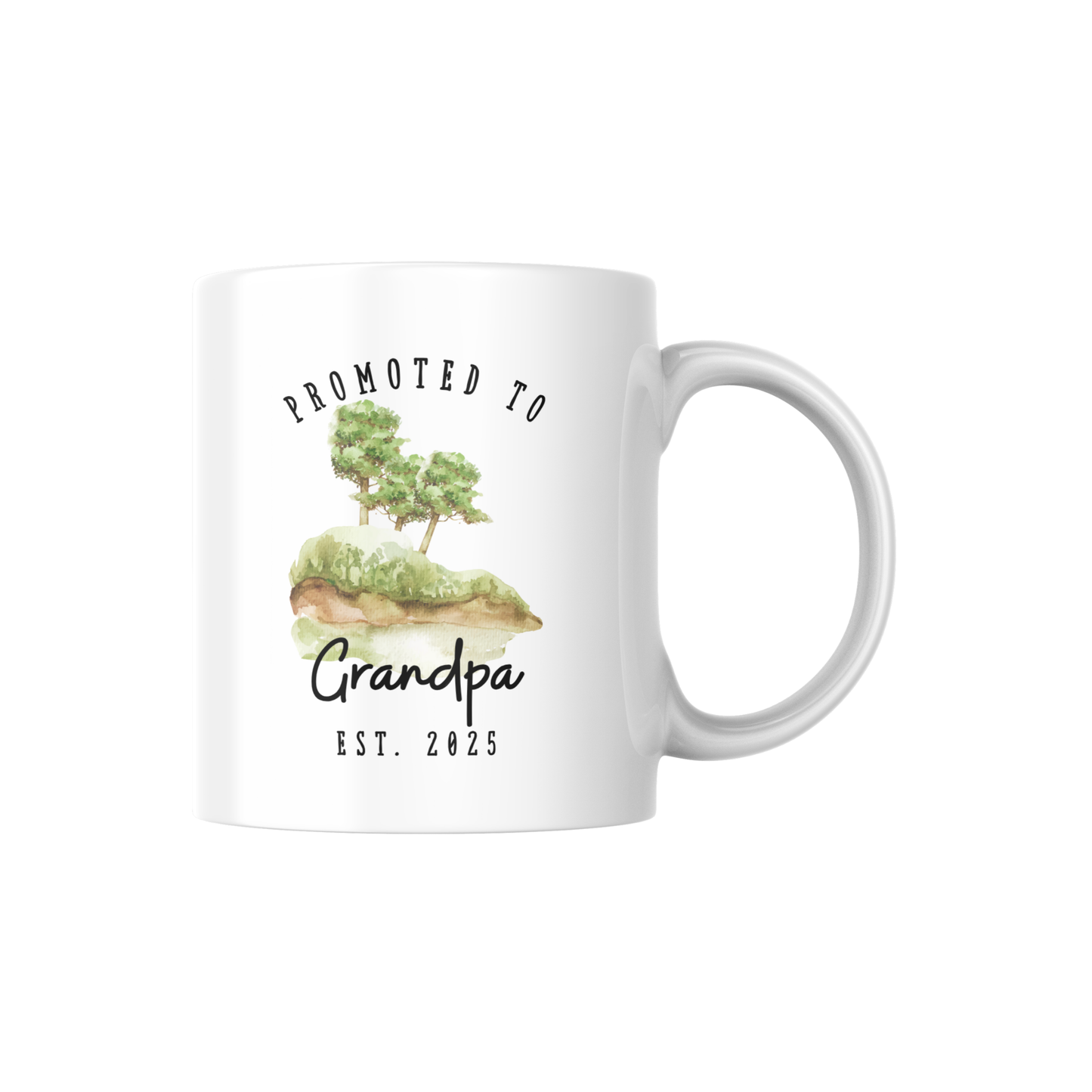 Promoted to Grandpa Mug – Nature-Themed, Personalizable Watercolor Coffee Cup, New Grandpa Gift