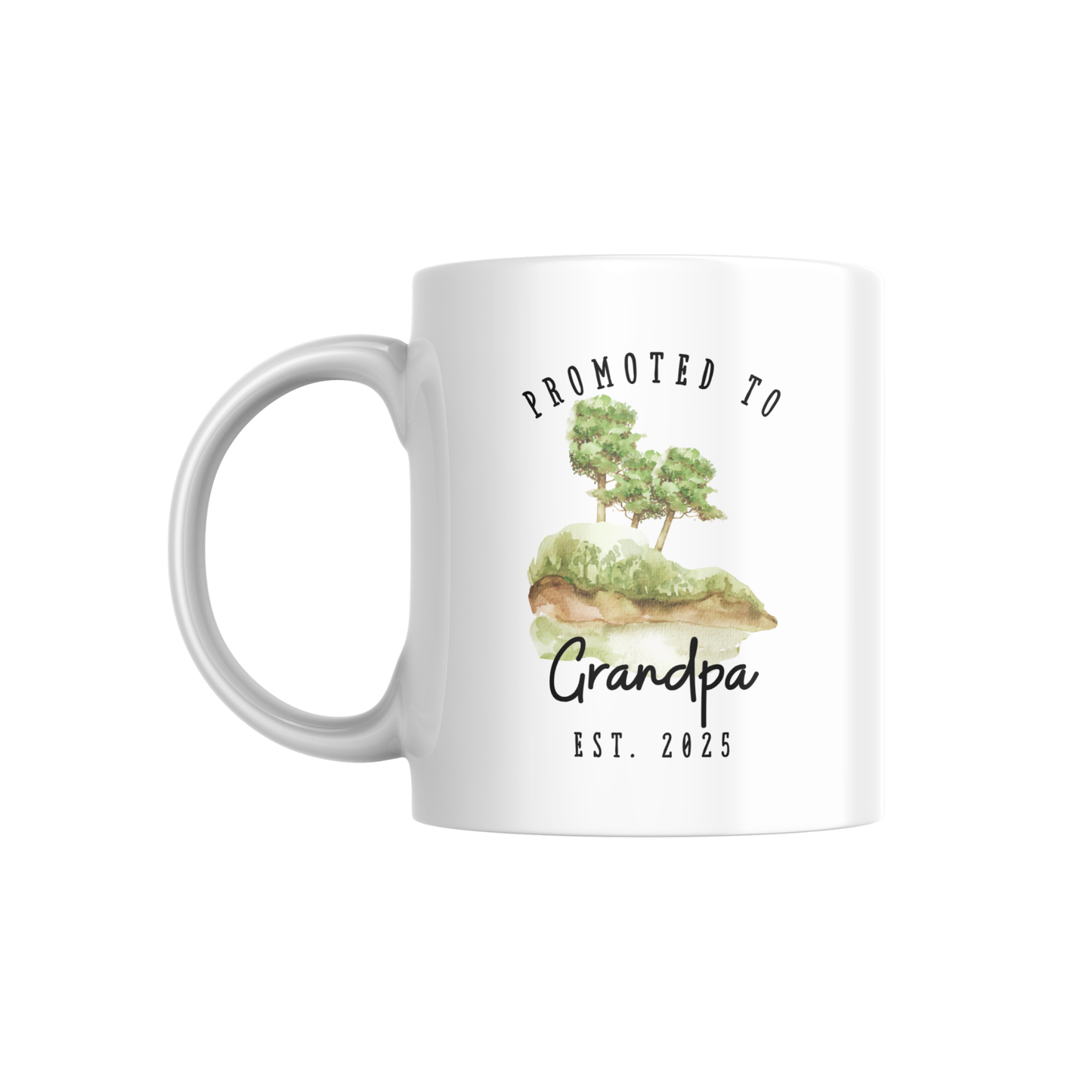 Promoted to Grandpa Mug – Nature-Themed, Personalizable Watercolor Coffee Cup, New Grandpa Gift