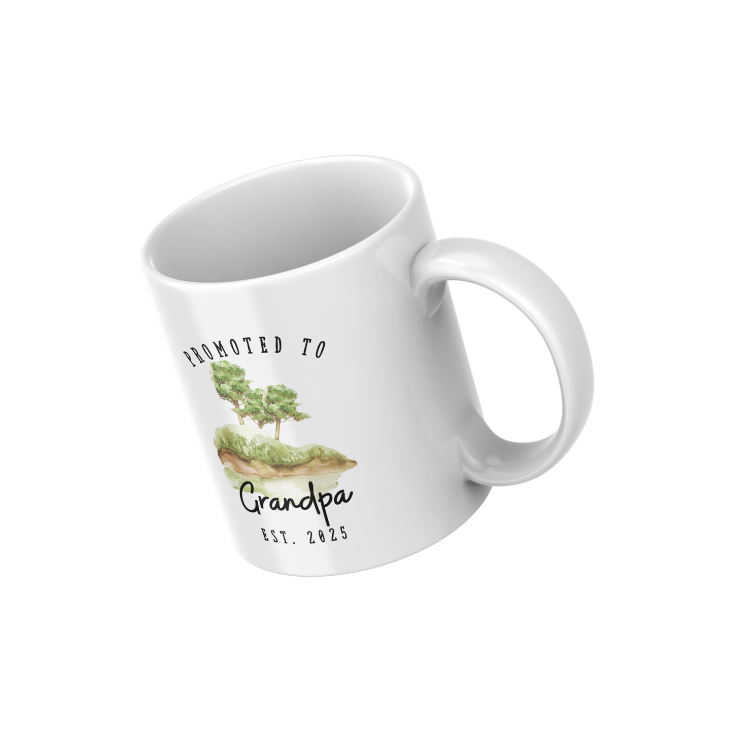 Promoted to Grandpa Mug – Nature-Themed, Personalizable Watercolor Coffee Cup, New Grandpa Gift