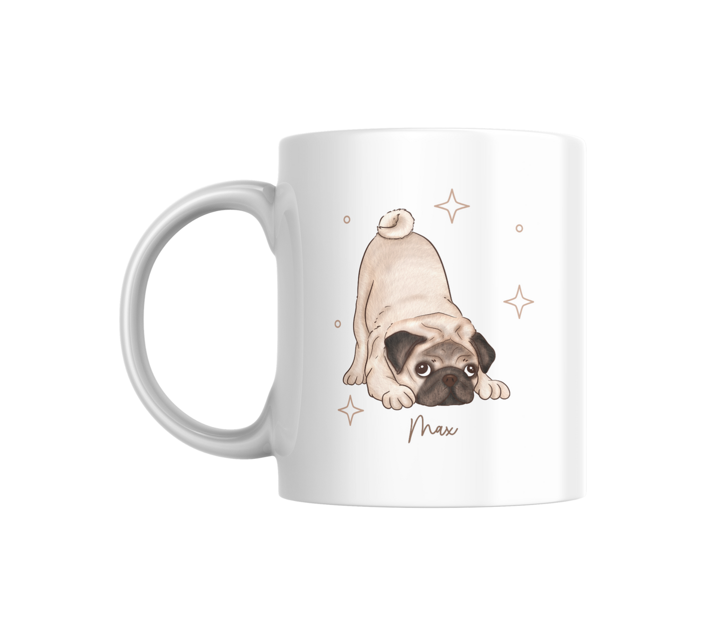 Personalizable Pug Coffee Mug, and/or Coaster: Custom Dog Lover Gift