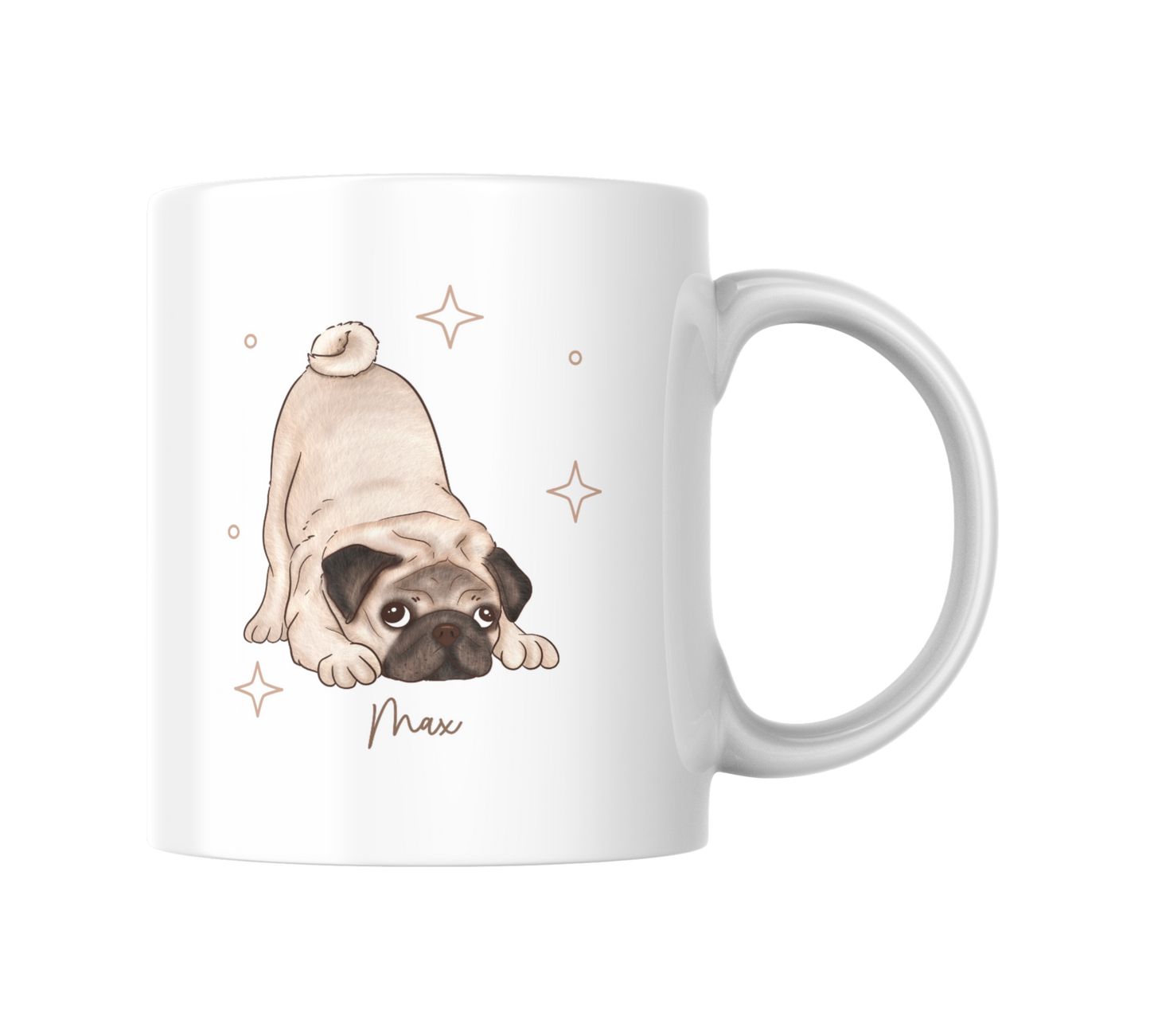 Personalizable Pug Coffee Mug, and/or Coaster: Custom Dog Lover Gift