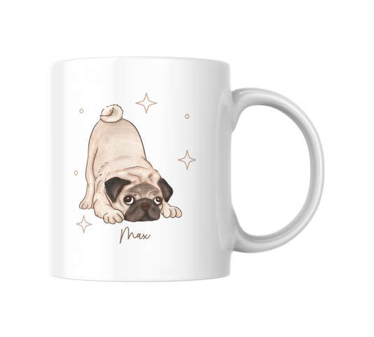 Personalizable Pug Coffee Mug, and/or Coaster: Custom Dog Lover Gift