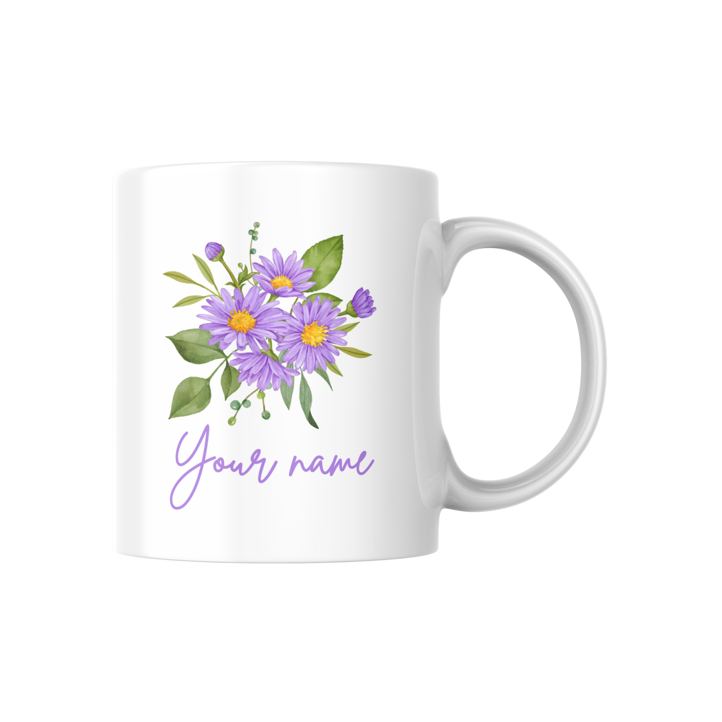 Personalized Birth Flower Name Mug – Custom Floral Coffee Cup with Floral Design 🌸