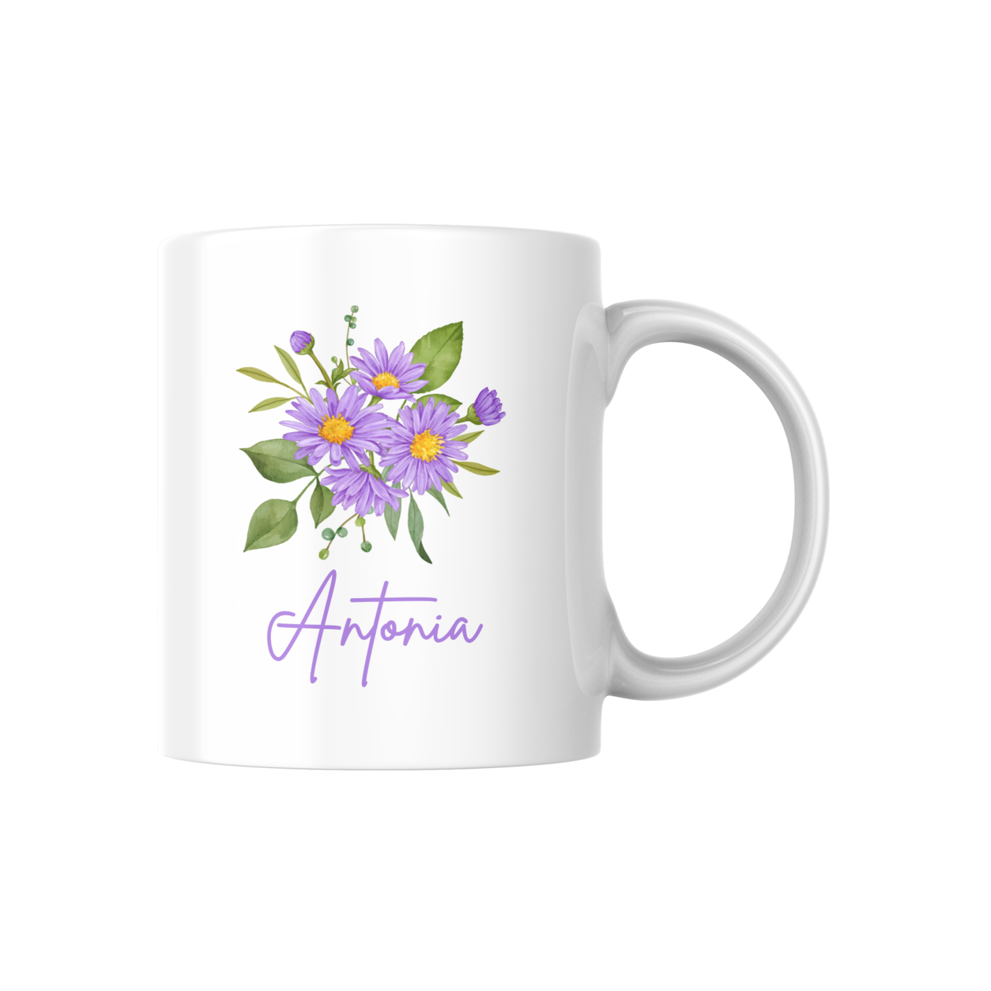 Personalized Birth Flower Name Mug – Custom Floral Coffee Cup with Floral Design 🌸