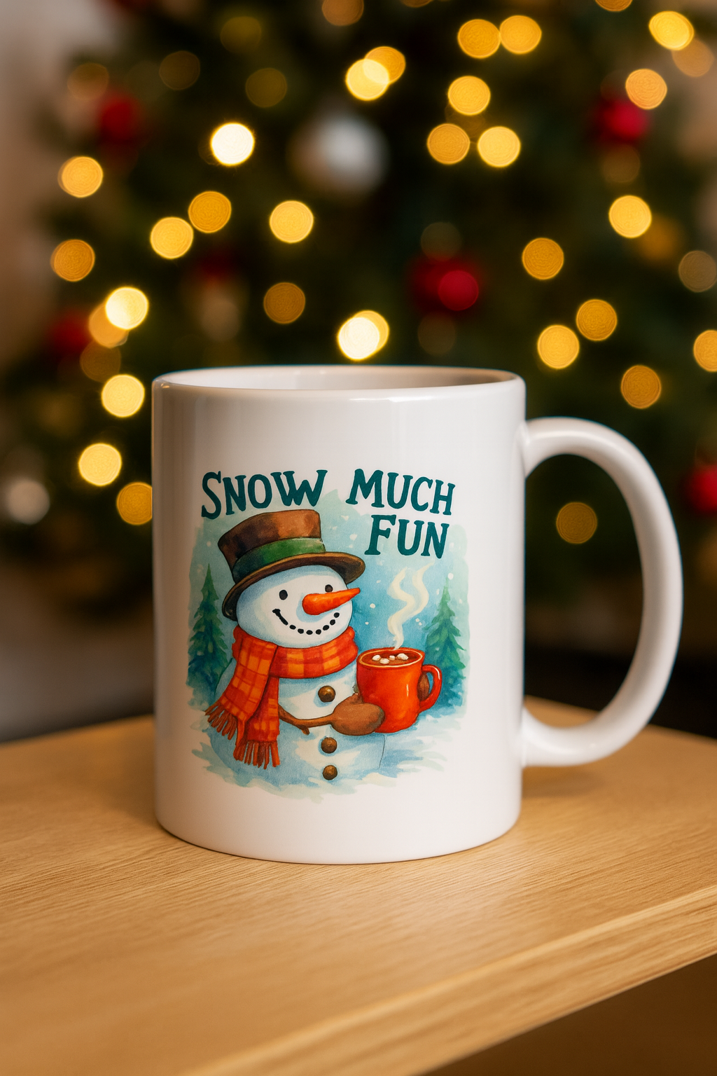 Snow Much Fun Christmas Snowman Mug – Holiday Hot Cocoa Coffee Cup
