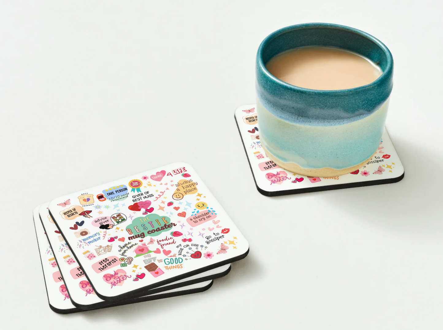 The Bestie Mug Coaster, 4-count