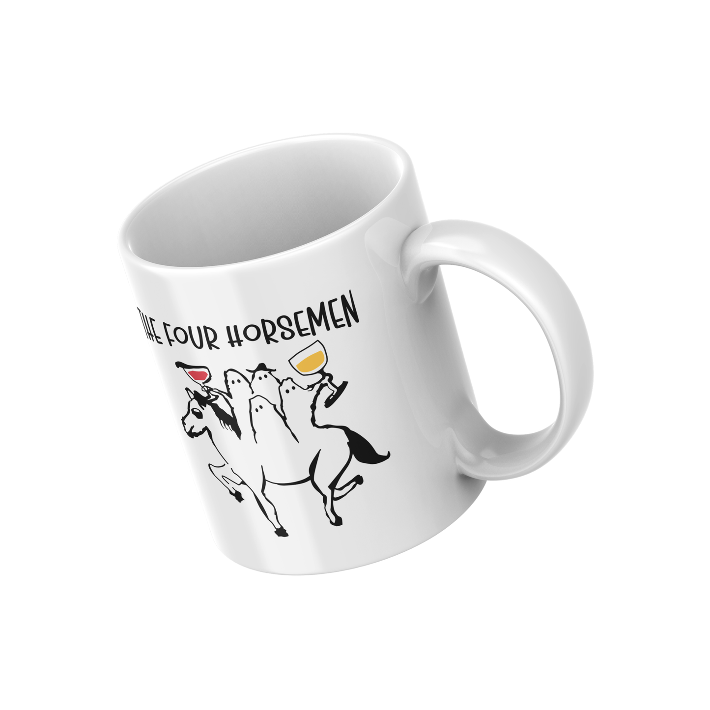 The Four Horsemen Mug – Funny Ghost & Wine Lover Halloween Cup🐴