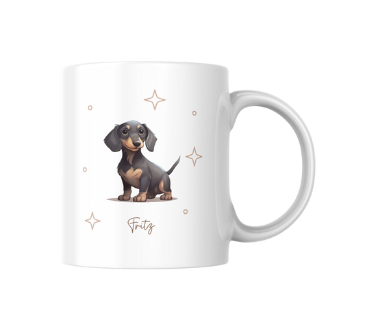 Personalizable Weiner/Dachshund Coffee Mug, and/or Coaster: Custom Dog Lover Gift