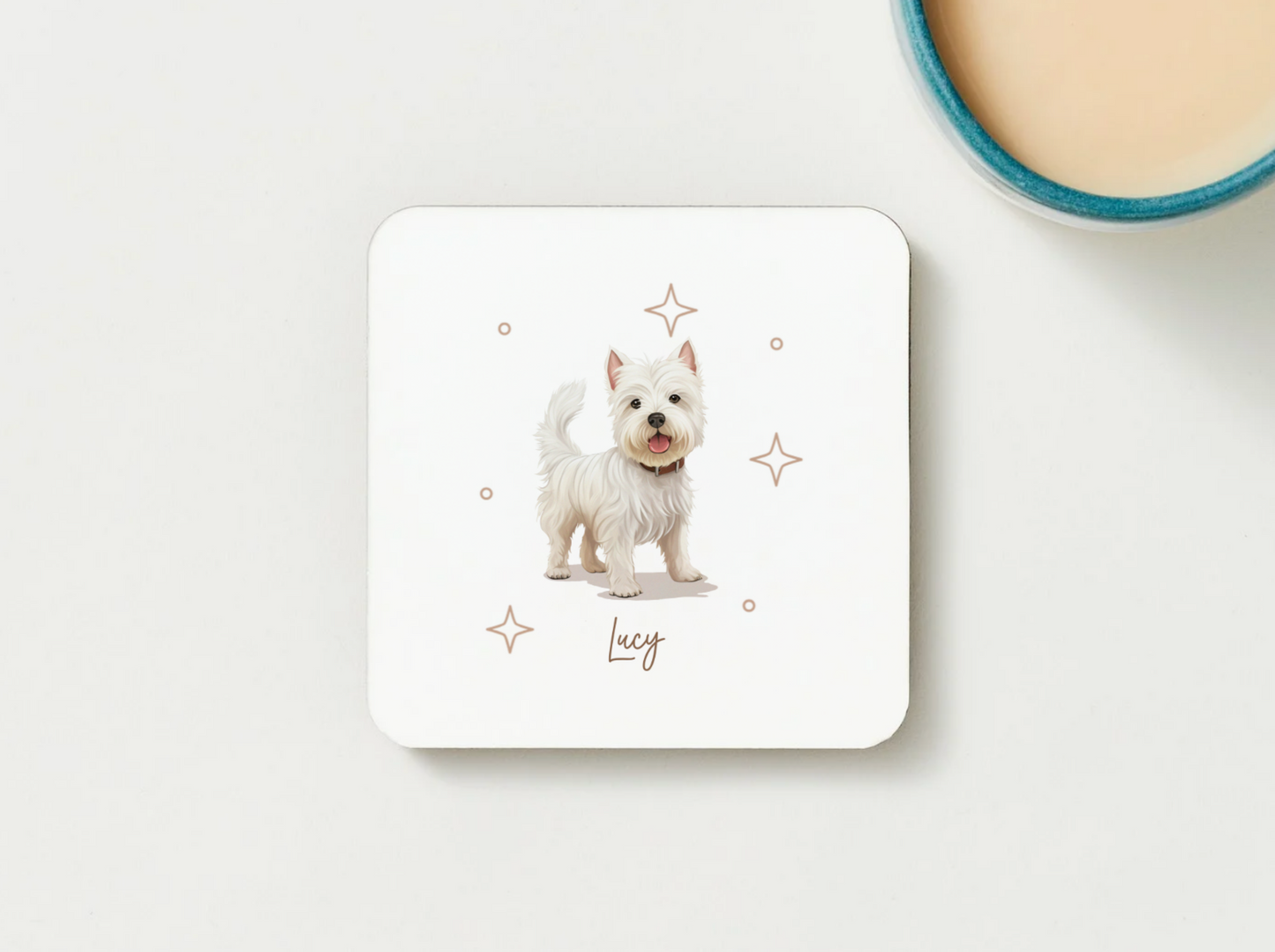 Personalizable West Highland Terrier Coffee Mug, and/or Coaster: Custom Dog Lover Gift