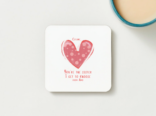 Heartfelt Friend-Sister Coaster, Personalizable